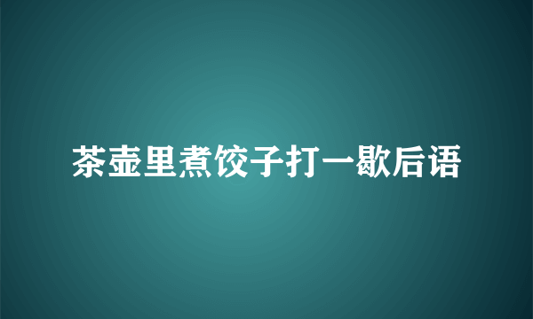 茶壶里煮饺子打一歇后语