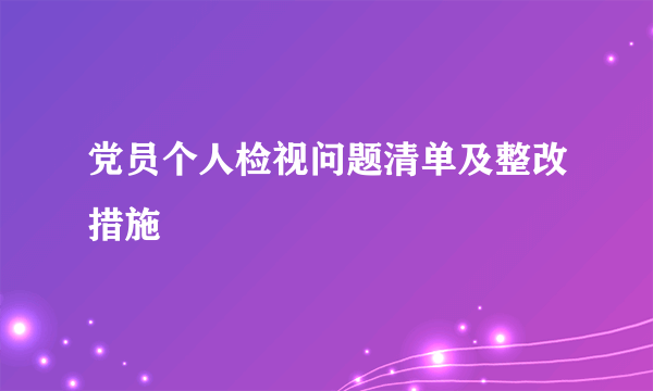 党员个人检视问题清单及整改措施
