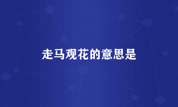 走马观花的意思是