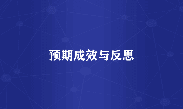 预期成效与反思