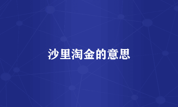 沙里淘金的意思