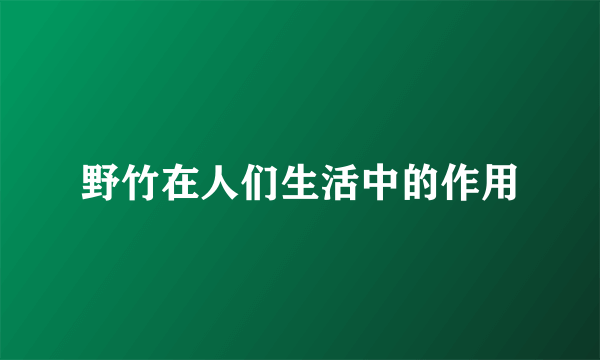 野竹在人们生活中的作用