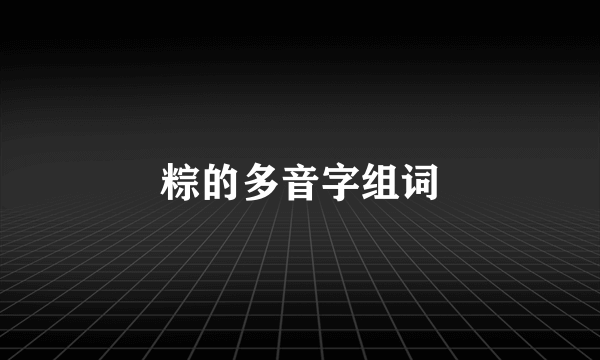 粽的多音字组词