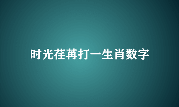 时光荏苒打一生肖数字
