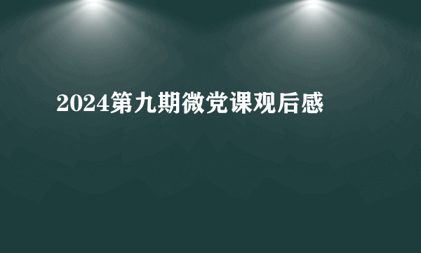 2024第九期微党课观后感