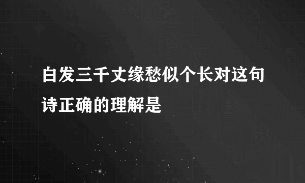 白发三千丈缘愁似个长对这句诗正确的理解是