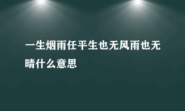 一生烟雨任平生也无风雨也无晴什么意思