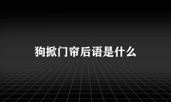 狗掀门帘后语是什么