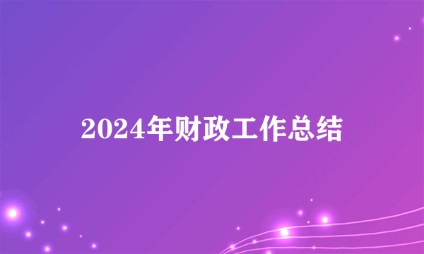 2024年财政工作总结