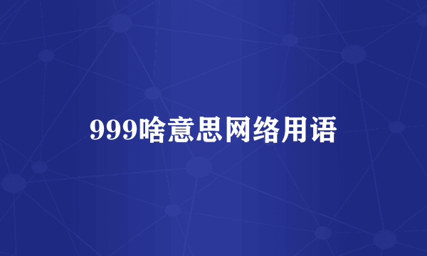 999啥意思网络用语