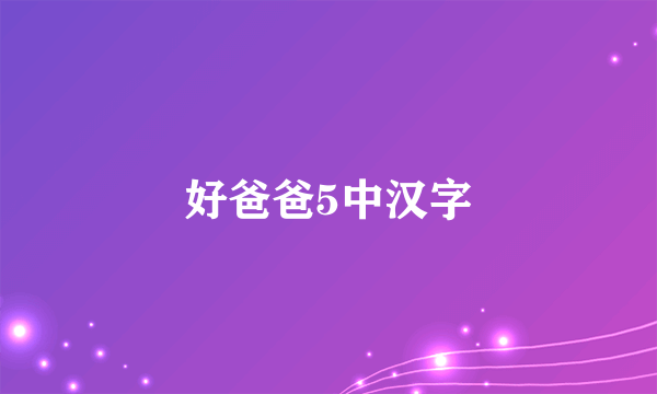 好爸爸5中汉字