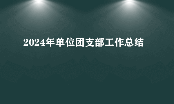 2024年单位团支部工作总结