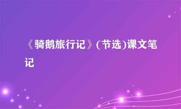 《骑鹅旅行记》(节选)课文笔记
