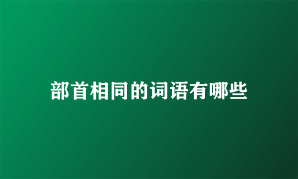 部首相同的词语有哪些