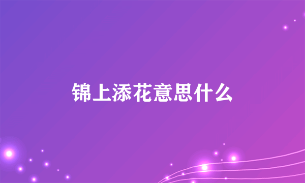锦上添花意思什么