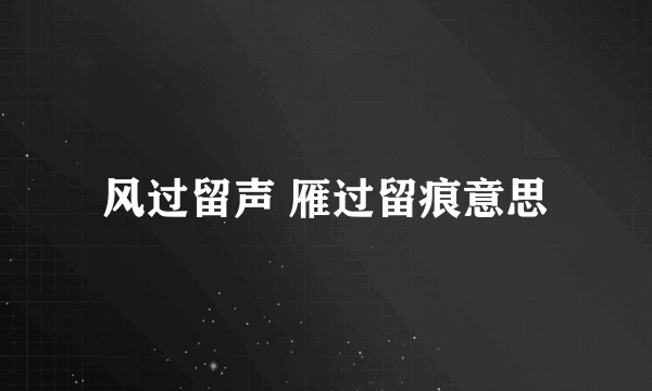 风过留声 雁过留痕意思