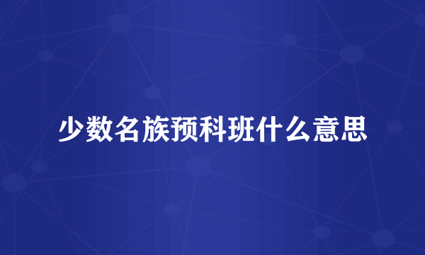 少数名族预科班什么意思