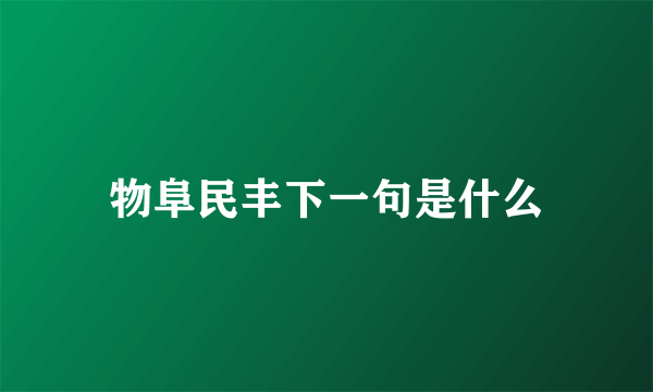 物阜民丰下一句是什么