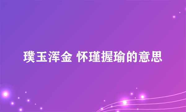 璞玉浑金 怀瑾握瑜的意思