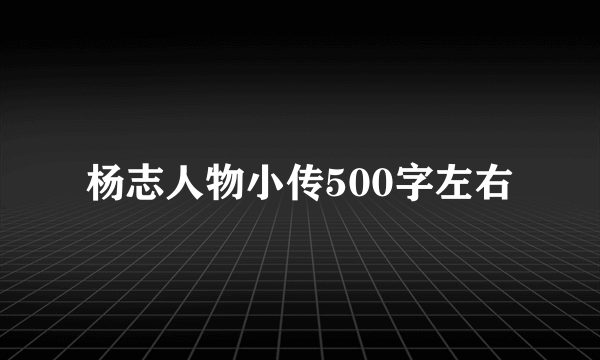 杨志人物小传500字左右