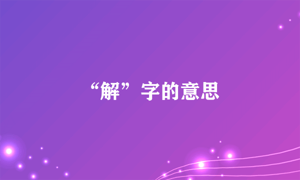 “解”字的意思