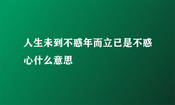 人生未到不惑年而立已是不惑心什么意思