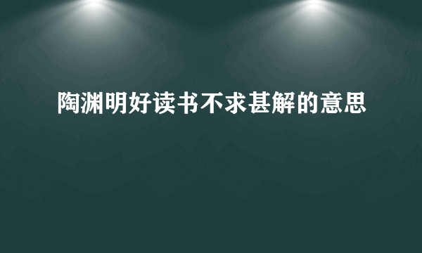 陶渊明好读书不求甚解的意思