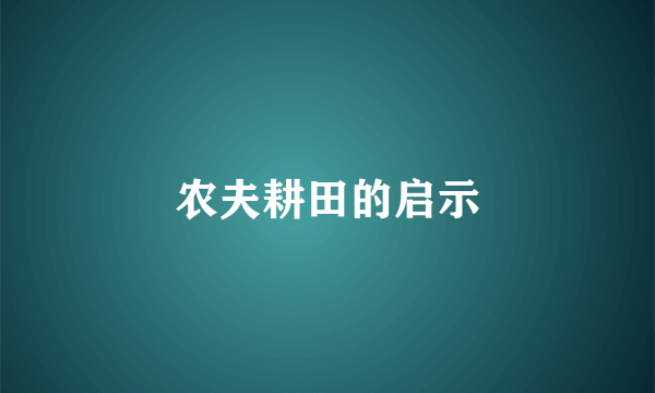 农夫耕田的启示