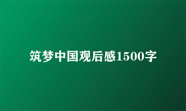 筑梦中国观后感1500字