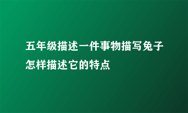 五年级描述一件事物描写兔子怎样描述它的特点