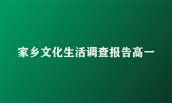家乡文化生活调查报告高一