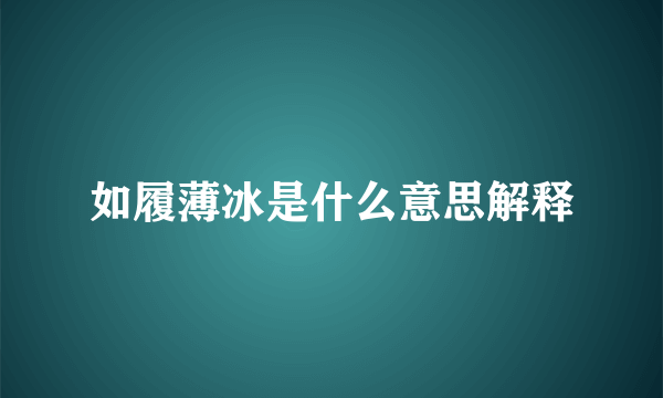如履薄冰是什么意思解释