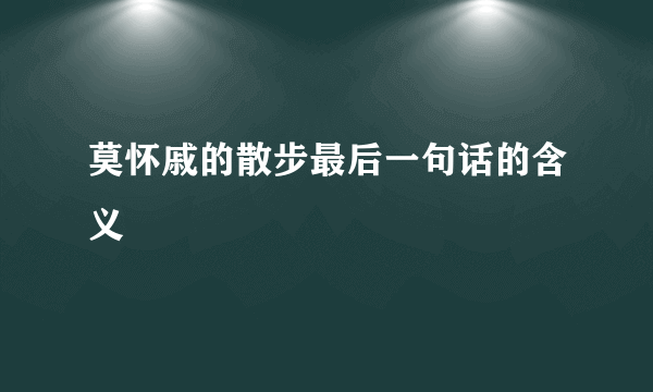 莫怀戚的散步最后一句话的含义