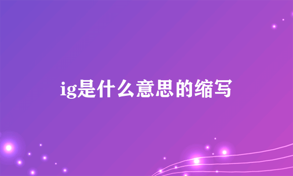 ig是什么意思的缩写