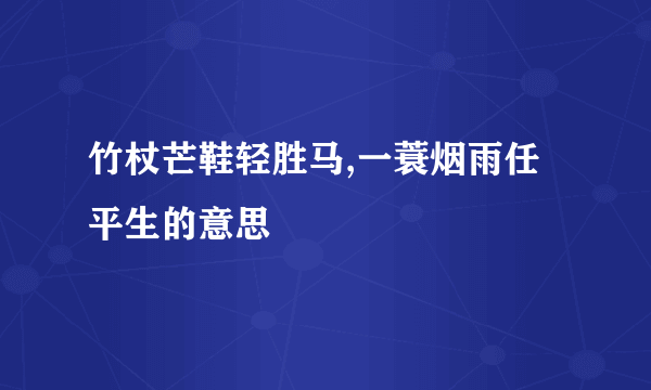 竹杖芒鞋轻胜马,一蓑烟雨任平生的意思