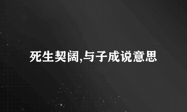 死生契阔,与子成说意思