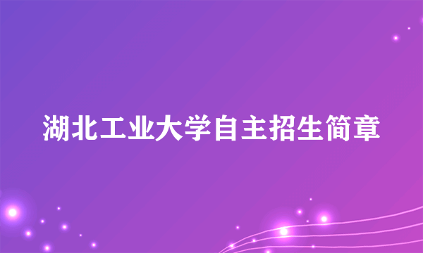 湖北工业大学自主招生简章