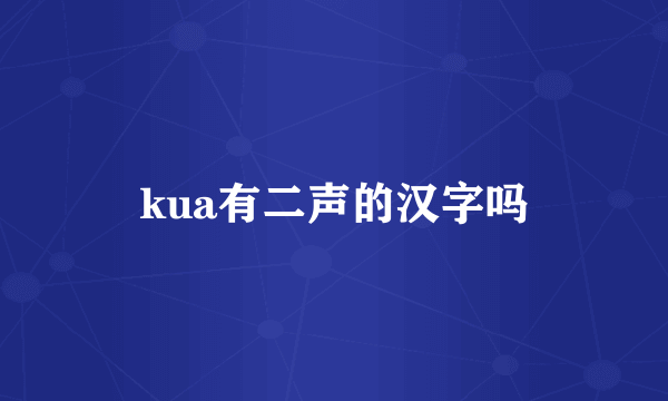 kua有二声的汉字吗