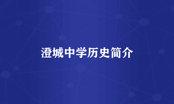 澄城中学历史简介