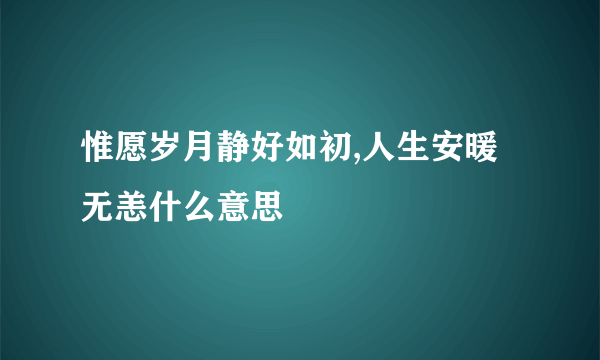 惟愿岁月静好如初,人生安暖无恙什么意思