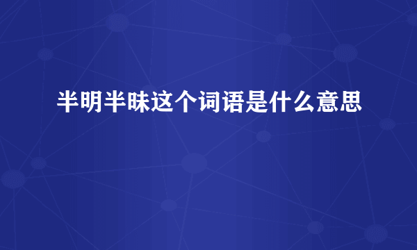 半明半昧这个词语是什么意思
