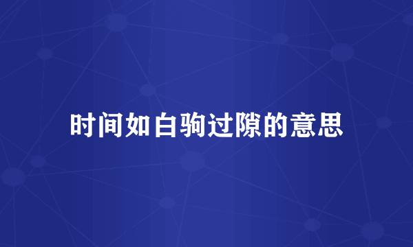 时间如白驹过隙的意思