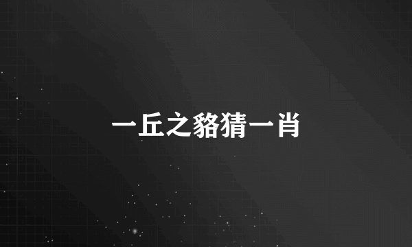 一丘之貉猜一肖