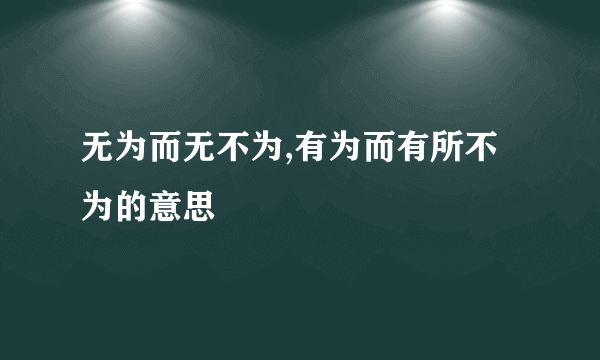 无为而无不为,有为而有所不为的意思