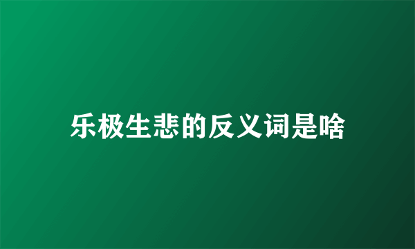 乐极生悲的反义词是啥