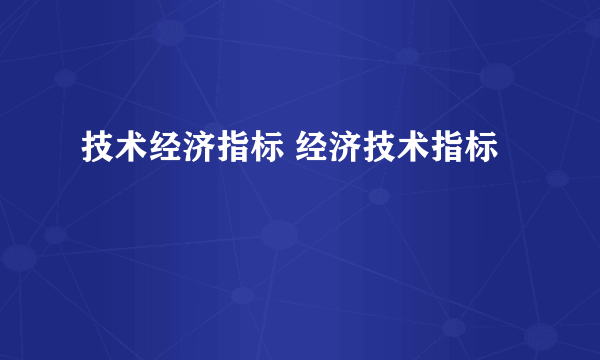 技术经济指标 经济技术指标
