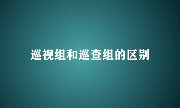 巡视组和巡查组的区别