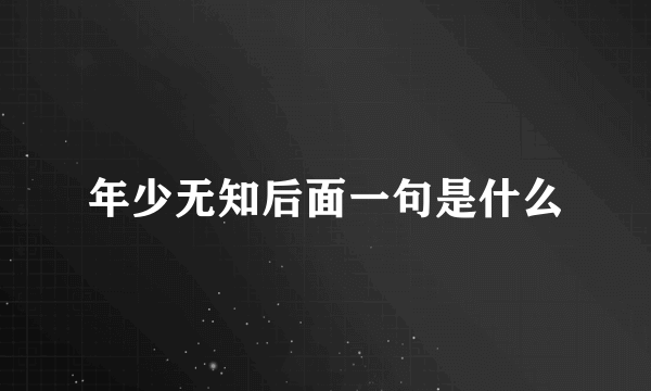 年少无知后面一句是什么