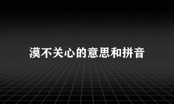 漠不关心的意思和拼音