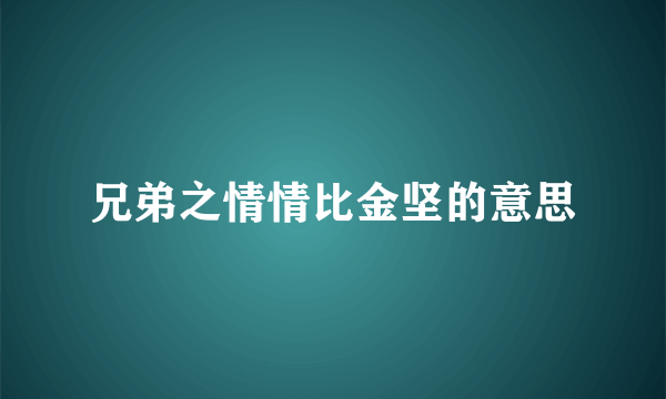 兄弟之情情比金坚的意思